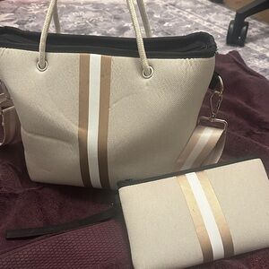Chic Cream and Gold Tote Bag Set
